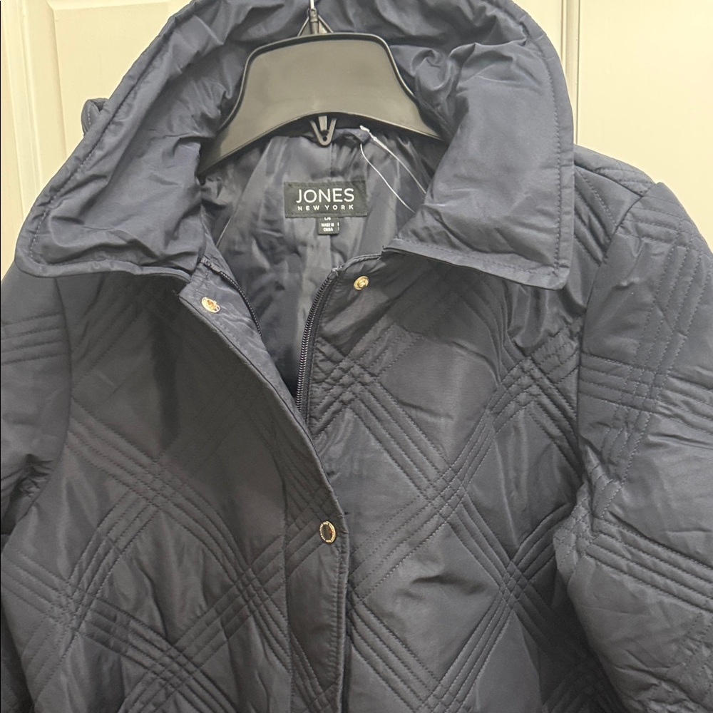 Jones New York Women's Dark Blue Quilted Puffer Jacket